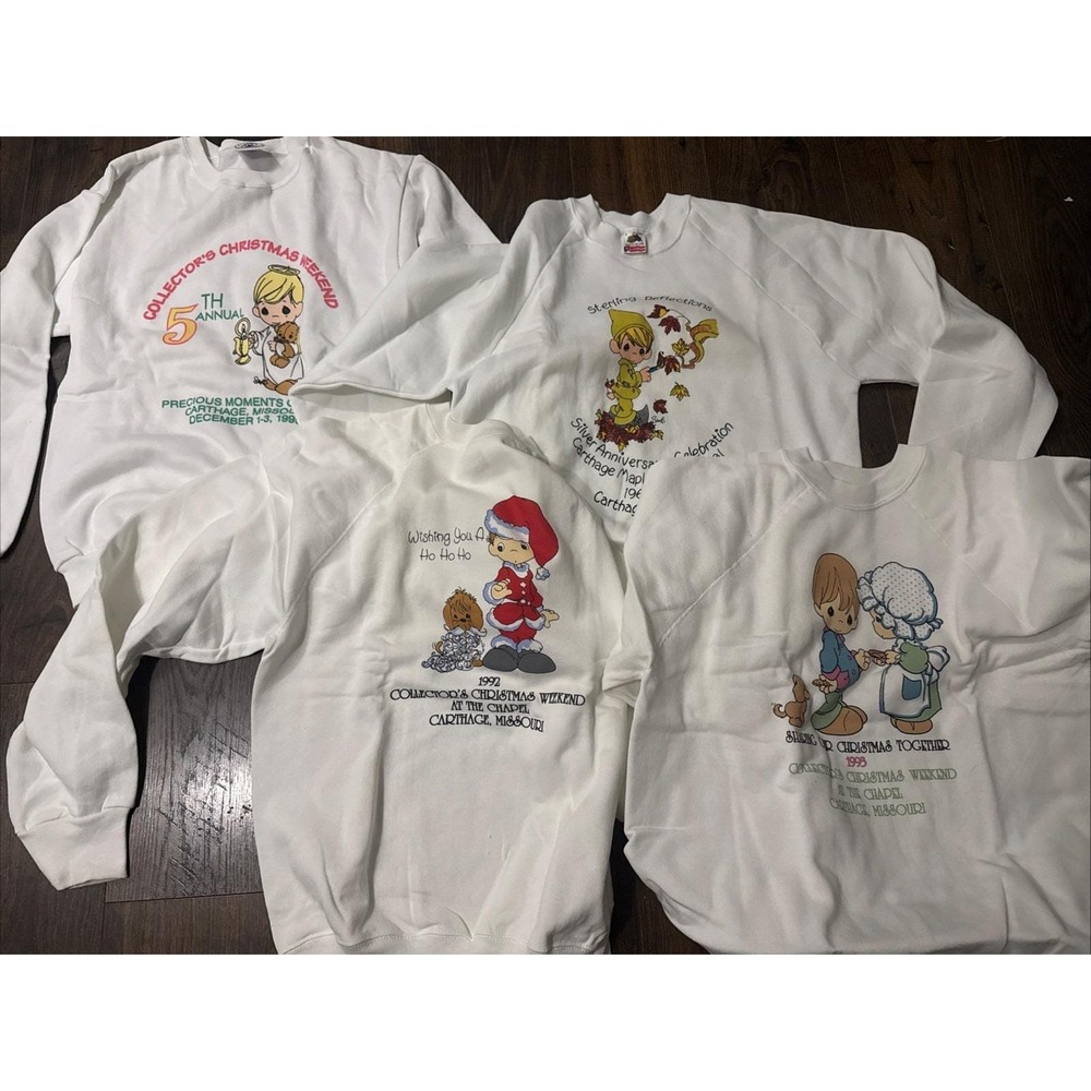 4 Vintage 1990s Precious Moments Crewneck Sweatshirts Collectors Weekend *New*